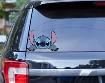 Lilo and Stitch Peekaboo Car Decal, Bumper Window Vinyl Decal, Disney Movie Stickers, Cute Stitch Decal, Waterproof Weatherproof Vinyl Decal