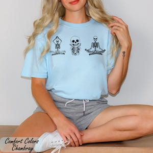 Comfort Colors® Skeleton Meditation Shirt, Skull Funny Shirt, Gag Tees, Yoga Lover Shirt, Aesthetic Woman T-Shirt, Skeleton Yoga T-Shirt