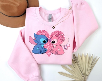 Lilo and Stitch Love Sweatshirt, Valentine's Day 2026,XOXO Disney Couple Sweater,Cute Couples Valentine Gift, Disneyland Love Sweatshirt