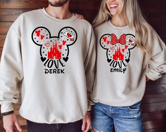 Personalized Mickey and Minnie In Love Sweatshirt,Disney Valentines Sweatshirt,Disney Matching Couples Sweater,Valentine Vibes Couple Shirt