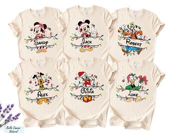 Custom Disney Christmas Group Shirts with Name, Disney Vacation Shirts, Disney Matching Shirt, Disneyland Xmas Tee, Mickey Mouse Shirt 2025