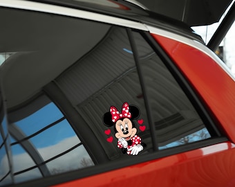 Disney Minnie Mouse Valentine Vinly Car Decal,Minnie Mouse Peeker Peeking Car Decal,Disney Couple Sticker,Disney Love Sticker For Girlfriend