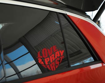 Love And Pray First Vinly Car Decal,Conversation Hearts Waterproof Stickers,Valentine's Day Gift,Cute Heart Jesus Gift,Bible Christian Decal
