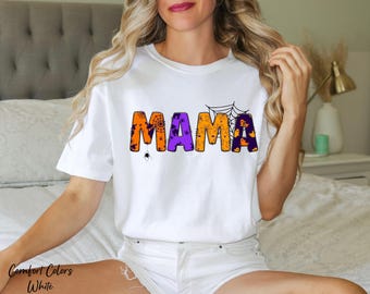 Vintage Halloween Mama Shirt, Matching Family Halloween Tee, Cute Bat Halloween Shirt, Halloween Mom Gift Idea, Spooky Season Mama Shirt