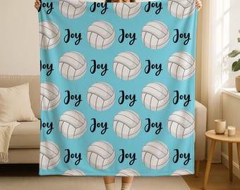 Personalized Volleyball Blanket,Plush Velveteen Sports Gift,Custom Name Collage,Team Throw,Custom Volleyball Gift,Custom Sports Blanket
