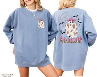 Cowboy Ghost with Lasso Sweatshirt, Funny Halloween Sweater, Girls Spooky Season Sweat, Western Hallowen Sweater, Country Halloween Sweat