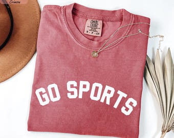 Comfort Colors Go Sports Shirt, Varsity Sports Shirt, Game Day Vibes Tee, Trendy Game Day Shirt, Sunday Football Shirt, Football Mom Shirt