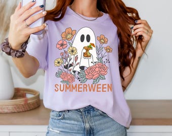 Summerween Shirt, Halloween Summer Shirt, Spooky Summer Shirt, Summer Ghost Beach Shirt, Summer Vibes Halloween Shirt, Cute Halloween in Tee