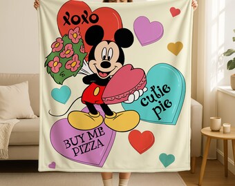 Mickey Valentines Sherpa Fleece Blanket for Valentines Day,Disney Throw for Valentines,Perfect Gift for Couples,Christmas Girlfriend Gift