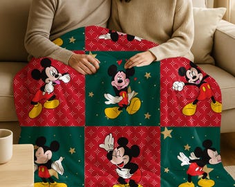 Disney Mickey Mouse Quilt Blanket, Newborn Gift, Christmas Kid Gift, Mickey Bedding Blanket, Disney Blanket Gift, Christmas Mickey Blanket