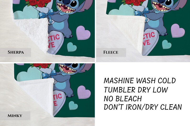 The image is a collage of three images showing a teddy bear with a flower in its hand, each with different text descriptions.