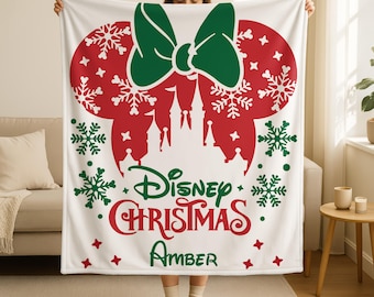 Personalized Disney Minnie Mouse Blanket, Newborn Gift, Christmas Kid Gift, Disney Bedding Blanket, Disney Blanket Gift, Minnie Blanket