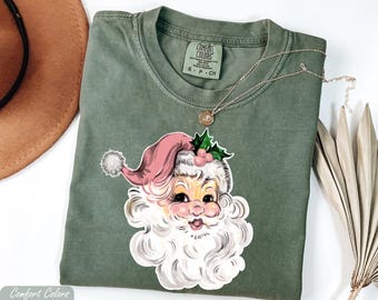 Retro Pink Santa Christmas Shirt, Gift For Her, Pink Christmas Santa Claus Shirt, Girl Christmas Gift, Pink Santa Shirt, Christmas Present