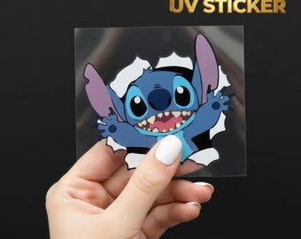 Stitch Peekaboo UV Sticker, Stitch Decal Laptop Sticker, Stitch Peeker Sticker, Stitch Tumbler Sticker, Funny Car Window Vinly Decal