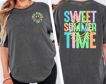 Sweet Summer Time Neon Shirt, Vacay Life Tee, Distressed Tee, Cute Summer Shirt, Beach Lover Shirt, Travel Shirt, Summer Vibes for Women