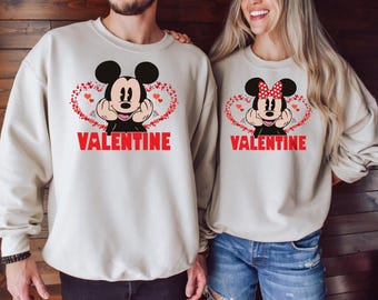 Mickey and Minnie Valentines Sweatshirt,Mickey and Minnie Love Sweater, Disney Couple Sweatshirt,Disney Trip Outfit, Cute Couple Sweatshirt