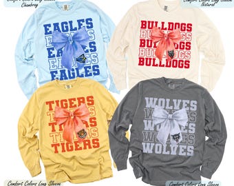Custom Mascot Sweatshirt, Personalized Mascot Long Sleeve, Favorite Team Crewneck, Game Day Sweater, School Spirit Sweatshirt Gift for Her