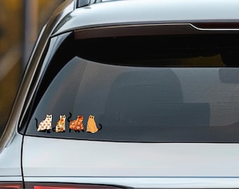 Halloween Cats Car Decal, Cat Lover Sticker, Cat Mom Gift, Halloween Cat Ghosts Car Sticker, Halloween Car Decal, Fall Ghost Cat Sticker