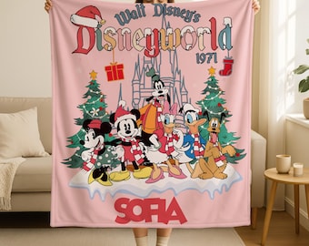Disney Christmas Blanket - Personalized Mickey and Friends Throw