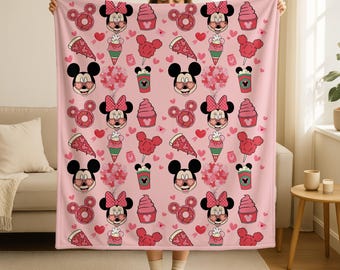 Disney Mickey and Minnie Valentine Blanket,Romantic Disney Blanket, Couple Love Throw, Disney Valentine Gift, Mickey Minnie Love Throw Gift