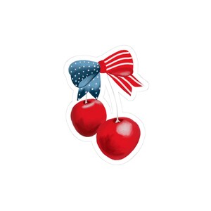Patriotic Cherry Stickers, July 4th Decor, Laptop Accessories, Cute Gift for Friends, USA Pride