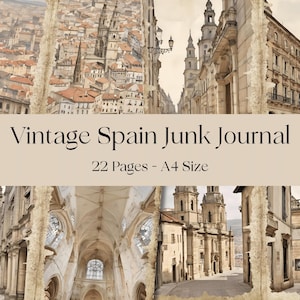 Printable Spain Junk Journal Pages | Vintage Travel Journal Pages | Digital Download