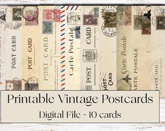 Postales vintage imprimibles / Carte Postale Ephemera para diarios basura, álbumes de recortes, collages y papelería (descarga instantánea)