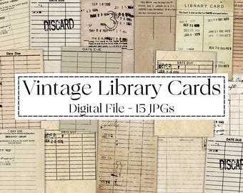 Vintage bibliotheekkaart afdrukbaar | Retro betaalkaarten voor tijdschriften en scrapbooking