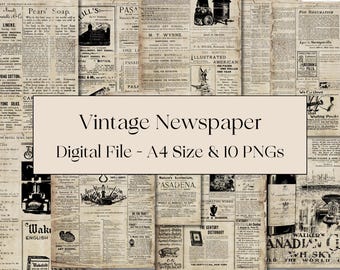 Vintage Newspaper Ephemera | Printable Antique Textures (Digital Download)