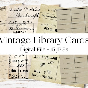 Vintage Library Card Printable | Retro Checkout Cards for Journals ...