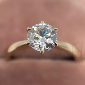 2.03 CT Round Brilliant Cut Colorless Moissanite Solitaire Ring, Engagement Ring, Wedding Ring, Cathedral Setting, Anniversary Gift