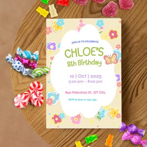 Cute Floral Birthday Invitation Card