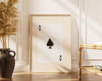 Trendy Ace of Spades Art Print: Retro Playing Card Poster (Digital Download)