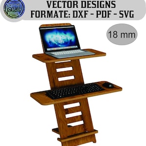 Wooden Standing Desk Attachment, Height-Adjustable Laptop Stand (Digital File)