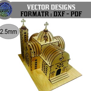 Laser Cutting Polywood Coptic Style Church model (Digital file)