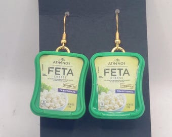 Athenos Feta Cheese Earrings – Mini Brands Food Jewelry, Silly Fashion