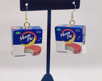 Mini Brands Strawberry Moon Pie Earrings - Quirky, and Silly Accessories
