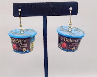 Mini Brands Baker's Chocolate Earrings, Quirky Food Jewelry