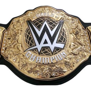 Customizable Worlds  Wrestling Championship Belt: Brass Plates, Genuine Leather, Multi-Color Stones