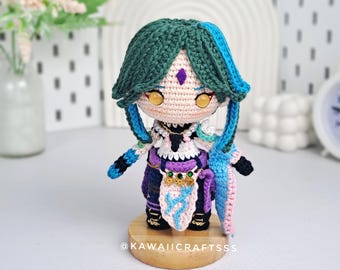 Lalka Xiao Genshin Impact Amigurumi, ręcznie robiona na szydełku pluszowa