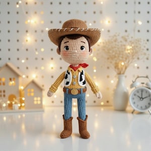 Zestaw szydełkowych lalek Toy Story, szeryf Woody i Buzz Amigurumi, pluszowe postacie z filmów Disneya, ręcznie robiona lalka szydełkowa, postacie z Toy Story zdjęcie 3