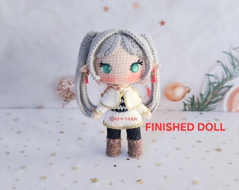 Lalka szydełkowa Elf Mag, szydełkowana Anime, ręcznie robiona pluszowa czarodziejka, prezent kolekcjonerski