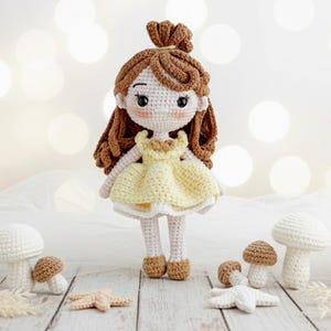 Handmade Crochet Princess Dolls, Ariel, Cinderella, Tiana, Snow White Amigurumi Toy image 5