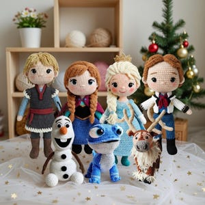Elsa Anna and Friends Collection, Olaf Kristoff Sven Collection, Disney Frozen Movie Dolls, Disney Princess Stuffed Toys, Handmade Elsa Doll image 1