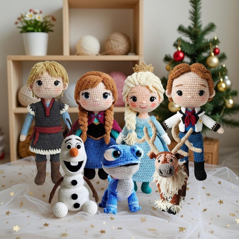 Elsa Anna and Friends Collection, Olaf Kristoff Sven Collection, Disney Frozen Movie Dolls, Disney Princess Stuffed Toys, Handmade Elsa Doll image 1