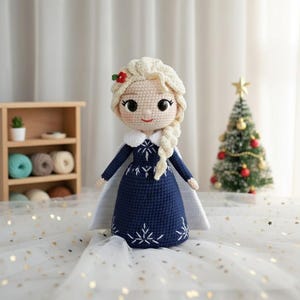 Elsa Frozen Crochet Doll, The Snow Queen Handmade Doll, Disney Princess Stuffed Toy, Disney Frozen Kids Gift, Disney Princess Amigurumi Doll image 5