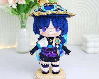 Lalka szydełkowa Wanderer Scaramouche, amigurumi Genshin Impact, prezent dla gracza anime