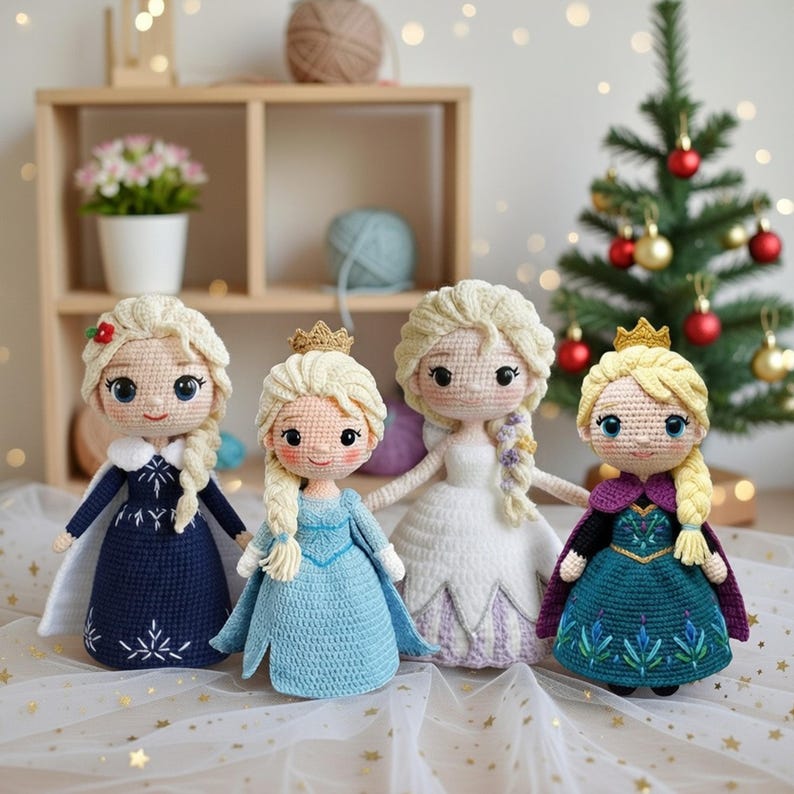 Elsa Frozen Crochet Doll, The Snow Queen Handmade Doll, Disney Princess Stuffed Toy, Disney Frozen Kids Gift, Disney Princess Amigurumi Doll image 1