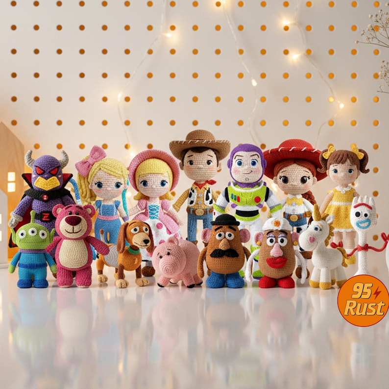 Zestaw szydełkowych lalek Toy Story, szeryf Woody i Buzz Amigurumi, pluszowe postacie z filmów Disneya, ręcznie robiona lalka szydełkowa, postacie z Toy Story zdjęcie 1