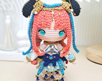 Ręcznie robiona lalka Nilou na szydełku – pluszowa zabawka amigurumi inspirowana Genshin Impact